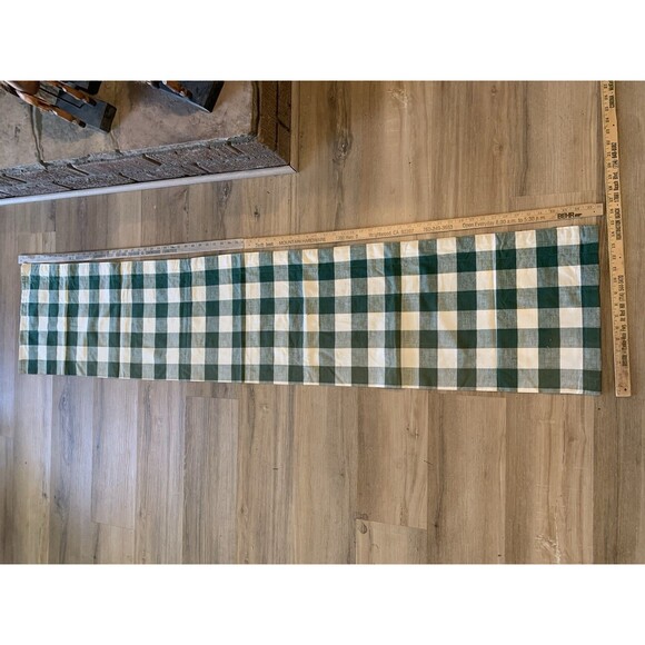 Country Plaid Valance green & off white 15" x 72” (100% cotton) checkered - Picture 8 of 11